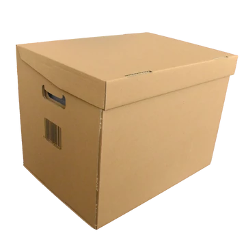 Archiváló konténer karton doboz fedeles 42x31x32cm, felfelé nyíló tetővel (kívül záródó) Bluering® barna