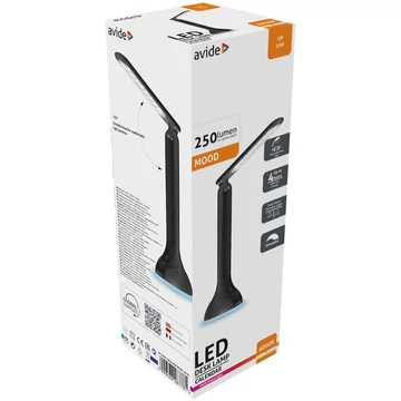 Asztali lámpa LED, AVIDE RGB hangulatvilágítás, 4W, 4000K, fekete