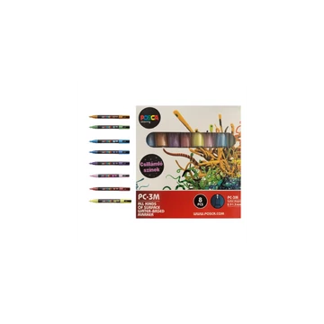 Dekormarker 0,9-1,3mm, Uni Posca PC-3M 8 db-os készlet, csillámló
