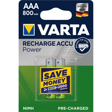 Elem tölthető akku AAA mikro 800 mAH Power 2 db/csomag, Varta