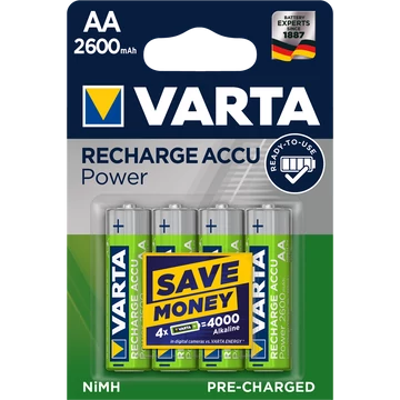 Elem tölthető akku AA ceruza 2600 mAH Power 4 db/csomag, Varta