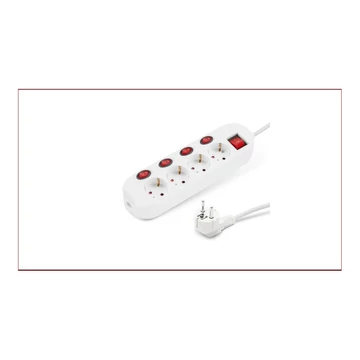 Elosztó négy csatlakozós 4+1 kapcsolós 1,5m kábellel asztali 16A max.