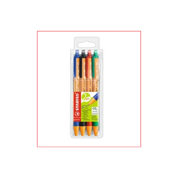 Golyóstoll nyomógombos 0,5mm, Stabilo pointball 6030/4 4-es készlet