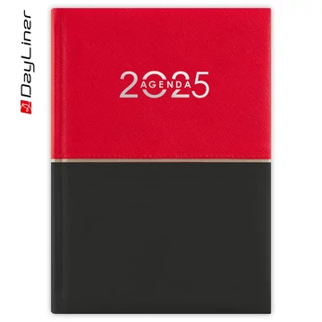 Határidőnapló Contrast B6 heti, fehér lapokkal piros-fekete Dayliner 2026.