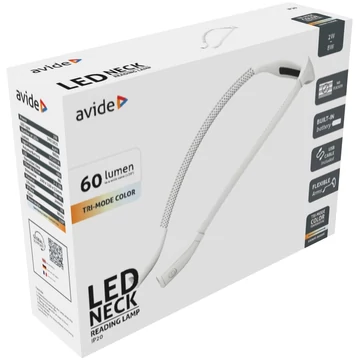 Olvasólámpa LED, AVIDE Nyak, 2W, fehér