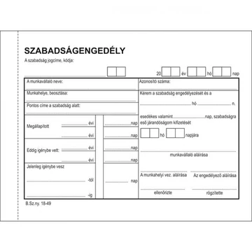 Szabadságengedély 50x2lapos B.18-49/V Bluering®