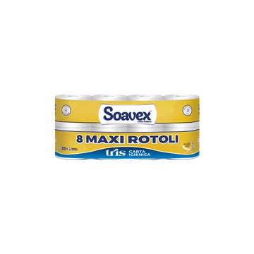 Toalettpapír 3 rétegű kistekercses 100% cellulóz 155 lap/tekercs 8 tekercs/csomag Soavex Maxi Rotoli_Paperdi