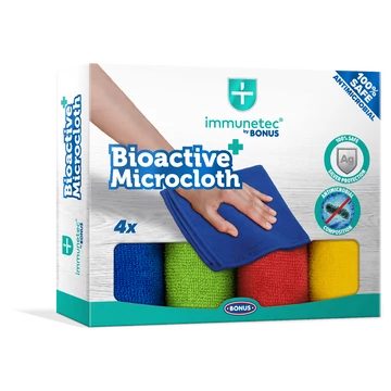 Törlőkendő mikroszálas 32 x 32 cm Immunetec BioActive 4 db/csomag Bonus_B785