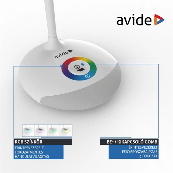 Asztali lámpa LED, AVIDE RGB, 4W, 4000K, fehér