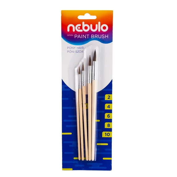 Ecset készlet natúr fa nyéllel 5 db/csomag, Nebulo