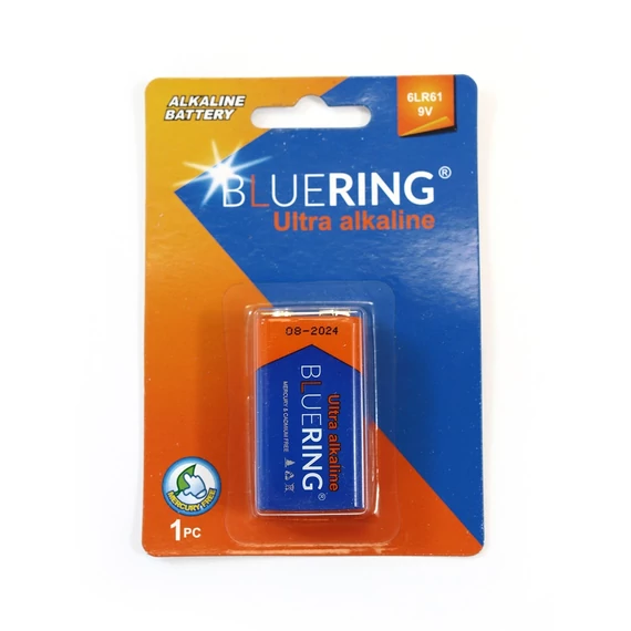 Elem 9V-os 6LR61 tartós alkáli Bluering®
