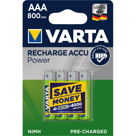 Elem tölthető akku AAA mikro 800 mAH Power 4 db/csomag, Varta