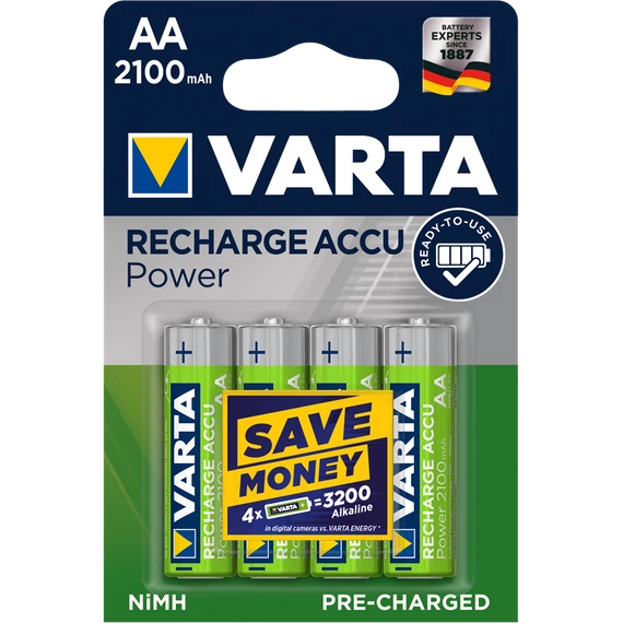 Elem tölthető akku előtöltött AA ceruza 2100 mAH Power 4 db/csomag, Varta