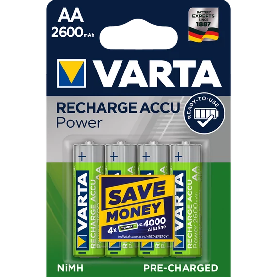 Elem tölthető akku AA ceruza 2600 mAH Power 4 db/csomag, Varta