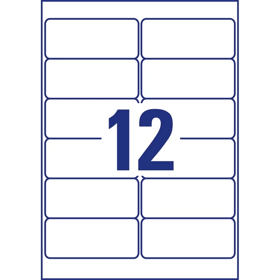 Etikett címke, 99,1 x42,3mm, univerzális visszaszedhető, 12 címke/ív, 25 ív/doboz, Avery fehér