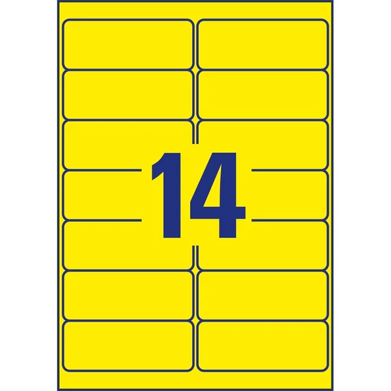 Etikett címke, 99,1 x38,1mm, visszaszedhető, neon 14 címke/ív, 25 ív/doboz, Avery sárga