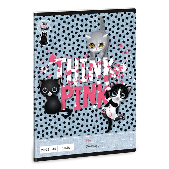 Füzet iskolai A5, 32lap, sima 20-32 Ars Una THINK-PINK (5285) 23  10db/csomag