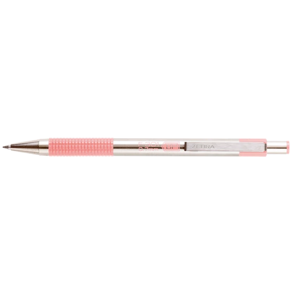 Golyóstoll 0,7mm, pasztell rózsaszín test, Zebra F-301, írásszín kék