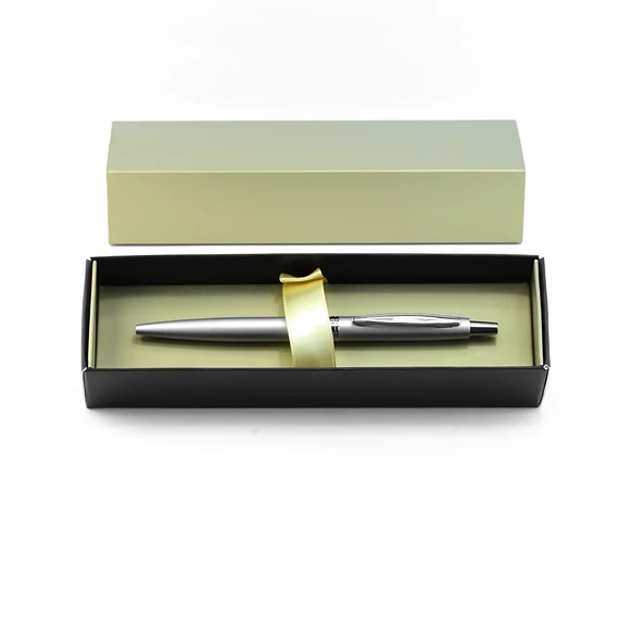 Golyóstoll 1mm, fém, rozsdamentes acél test, díszdobozban Bluering® , írásszín kék