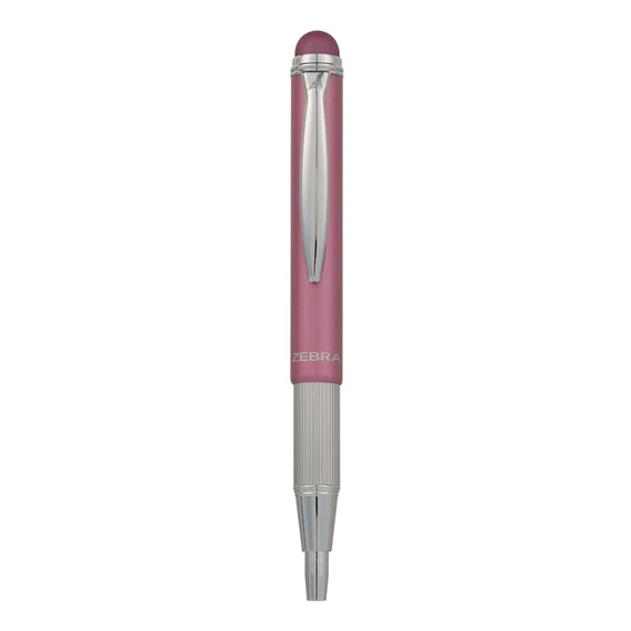 Golyóstoll metál rózsa test, Zebra Stylus Telescopic, írásszín kék