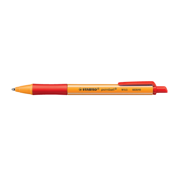 Golyóstoll nyomógombos 0,5mm, Stabilo pointball 6030/40, írásszín piros