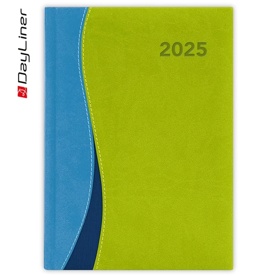 Határidőnapló Dubai A5 napi, fehér lapokkal kék-zöld Dayliner 2026.