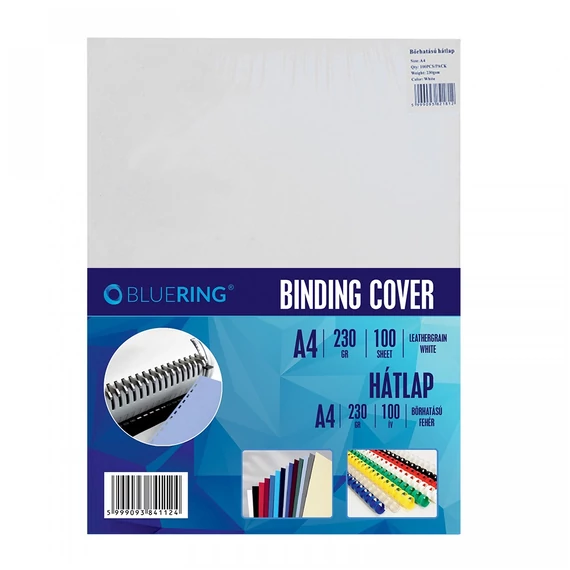 Hátlap, A4, 230 g. bőrhatású 100 db/csomag, Bluering® fehér