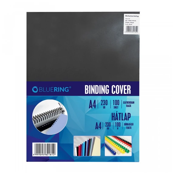 Hátlap, A4, 230 g. bőrhatású 100 db/csomag, Bluering® fekete