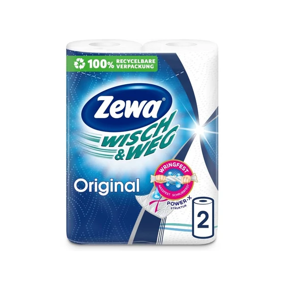 Háztartási papírtörlő 2 rétegű 2 tekercs/csomag Wish&Weg Original Zewa fehér
