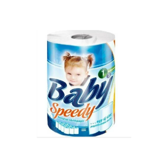 Háztartási papírtörlő 3 rétegű 100 lapos egyesével csomagolt Baby Speedy fehér