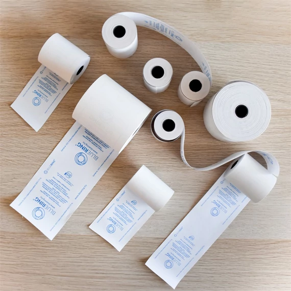 Hőpapír 37 mm széles, 50fm hosszú, cséve 12mm, 10 tekercs/csomag, ( 37/63 ) BPA mentes Bluering®