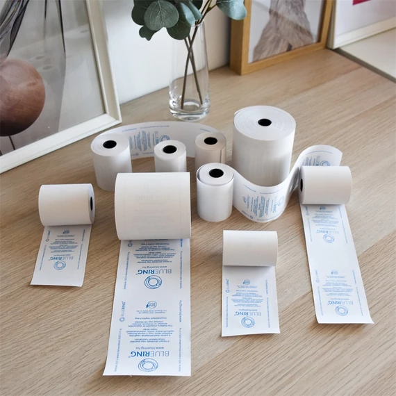 Hőpapír 37 mm széles, 50fm hosszú, cséve 12mm, 10 tekercs/csomag, ( 37/63 ) BPA mentes Bluering®