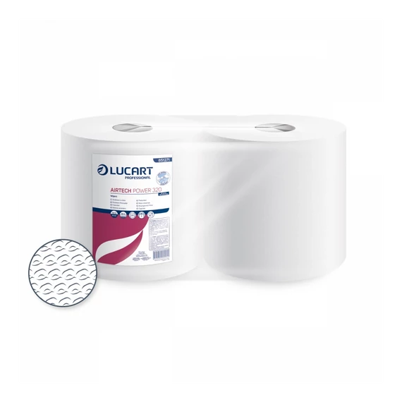 Ipari törlő 1 rétegű átmérő: 28 cm hófehér 320 lap/tekercs 2 tekercs/karton Airtech Power 320 - 80 Gsm Lucart_851271