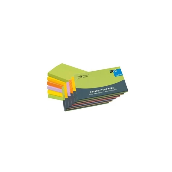 Jegyzettömb öntapadó, 75x125mm, 100lap, Info Notes, spring, zöld, sárga, narancs, lila