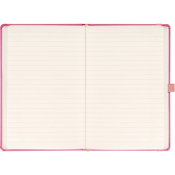 Keménytáblás notesz vonalas krémszínű lapokkal leszorító gumiszalaggal Pink 130x210mm, Presco
