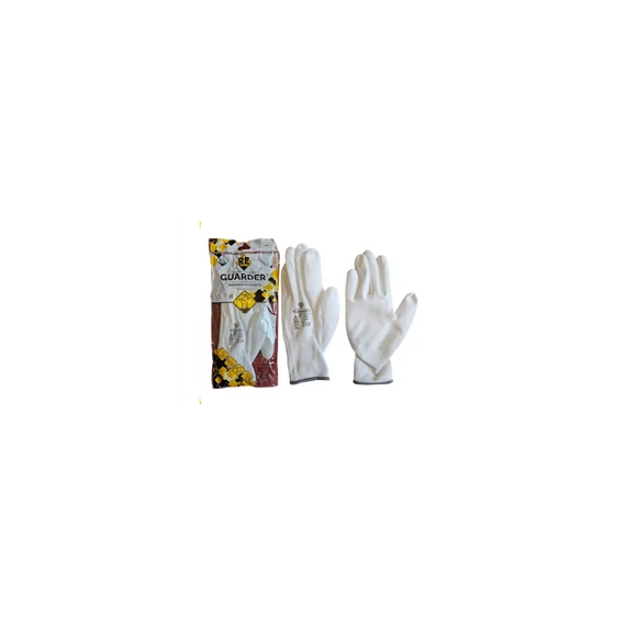 Kesztyű precíziós PU mártott tenyérrel L-es méret Guarder fehér