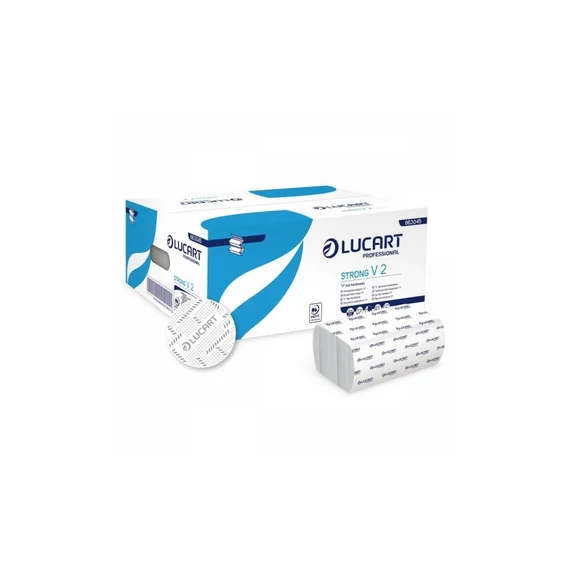 Kéztörlő 2 rétegű V hajtogatású hófehér 190 lap/cs 20 cs/karton Strong Lucart_863045