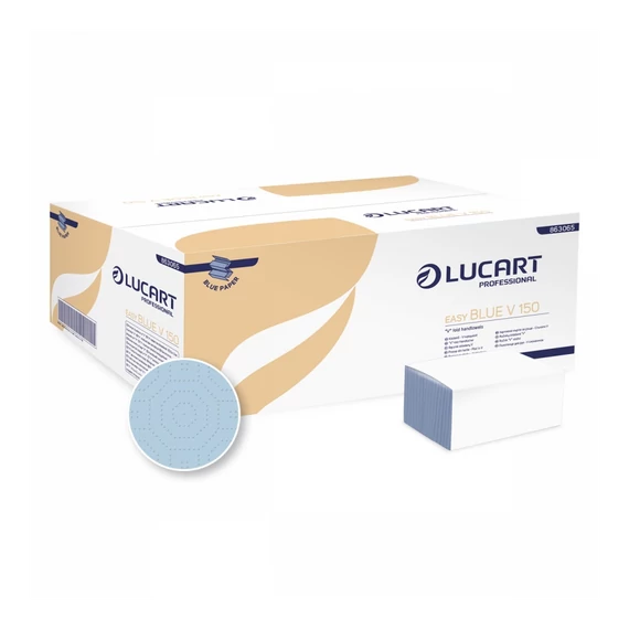 Kéztörlő 2 rétegű V hajtogatású kék 150 lap/csomag 20 cs/karton Easy Blue V 150 Lucart_863065