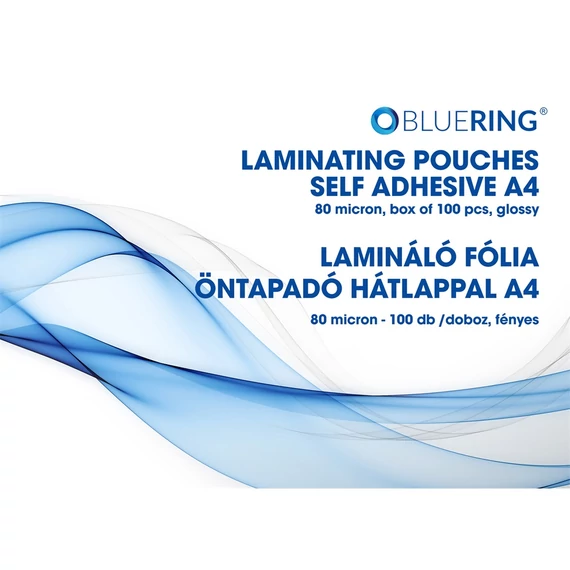 Lamináló fólia A4, 80 micron öntapadó hátlappal 100 db/doboz, Bluering®,