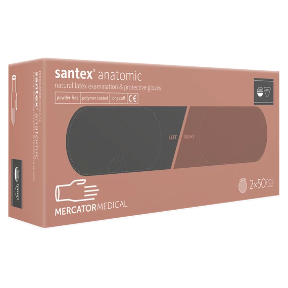 Gumikesztyű latex púdermentes, hosszú szárú S jobb/bal 2x50 db Santex fehér