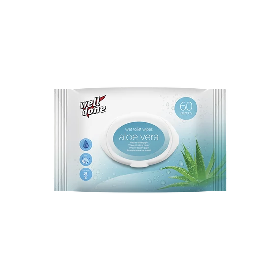 Toalettpapír nedves 60 lap/csomag Well Done Aloe Vera