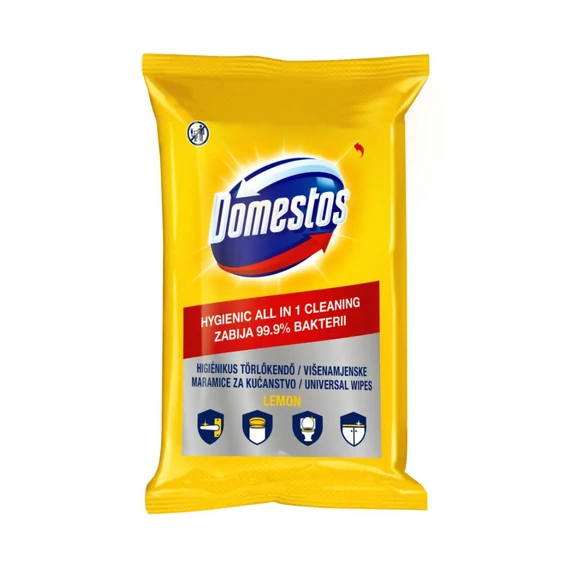 Nedves törlőkendő fertőtlenítő hatással 60 lap/csomag Domestos citrom