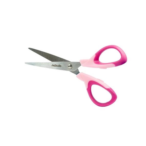 Olló, 14cm, hegyes, iskolai, ergonomikus, Nebulo