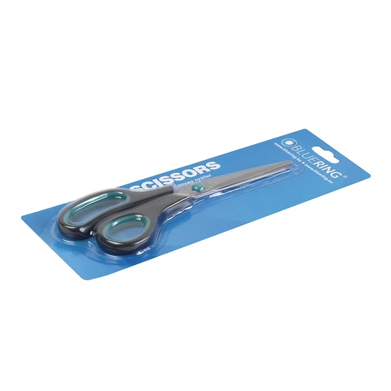 Olló 21cm, műanyag fekete-zöld nyél Bluering®