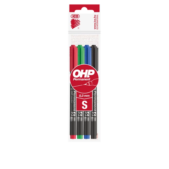 Alkoholos marker készlet, S, OHP Ico, 4 klf.szín