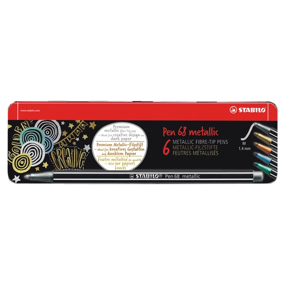 Rostirón, filctoll készlet, 1mm, M Stabilo PEN metallic 6806/8-32 6 db-os klt.