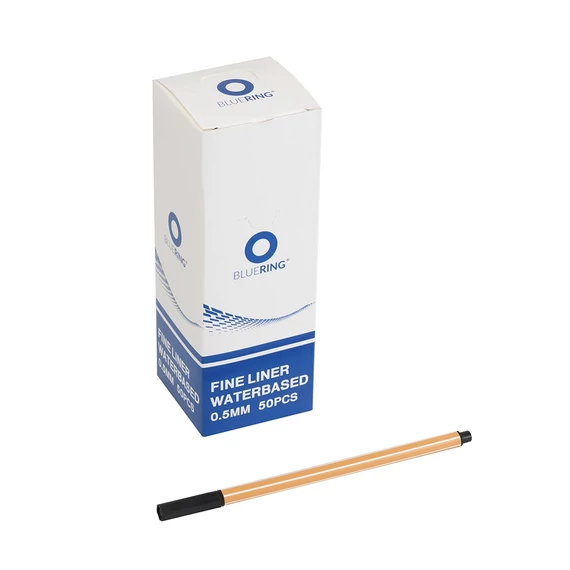 Rostirón, tűfilc vízbázisú, 0,5mm, hatszögletű test, Bluering® fekete