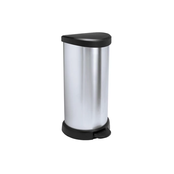 Szemetes kuka pedálos króm 40 literes Fekete/ezüst Curver