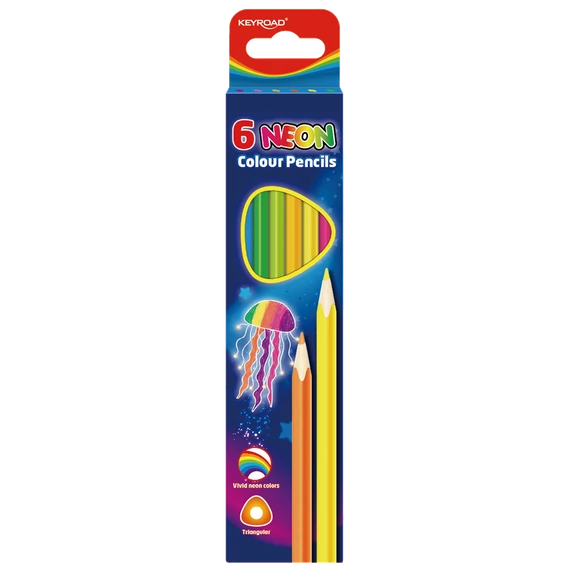 Színes ceruza készlet háromszögletű Keyroad Neon 6 klf. neon szín