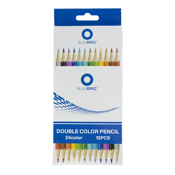 Színes ceruza készlet, kétvégű duocolor 12/24 szín Bluering® 24 klf. szín